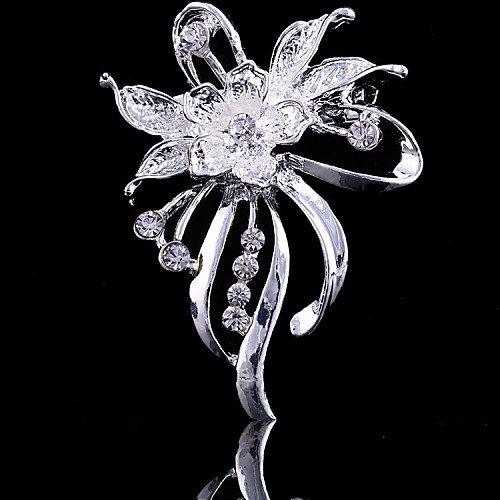 

Women's Brooches Flower Party Work Casual Fashion Cubic Zirconia Brooch Jewelry Silver For Wedding Party Special Occasion Anniversary Birthday Gift