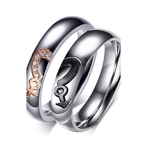 

Couple's Statement Ring Cubic Zirconia Silver Zircon Titanium Steel Gold Plated Trendy Romantic Wedding Party Jewelry