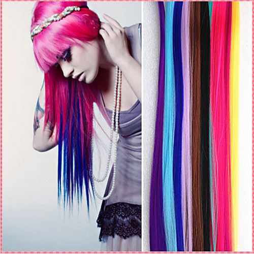 

long synthetic straight and clip in hair extensions with 1 clips 14 color