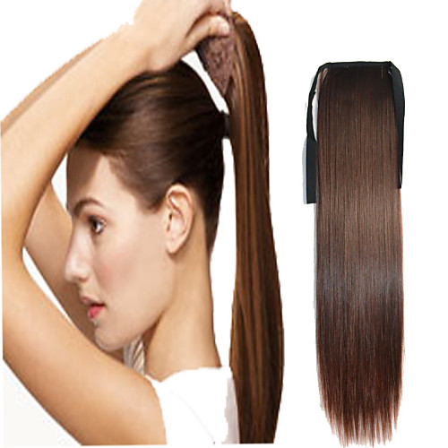 

claw clip drawstring synthetic 16 inch long straight ponytail