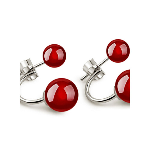 

Women's Stud Earrings Jacket Earrings two stone Mood Ladies Sterling Silver Silver Earrings Jewelry Black / Red For Wedding Party Daily Casual Sports