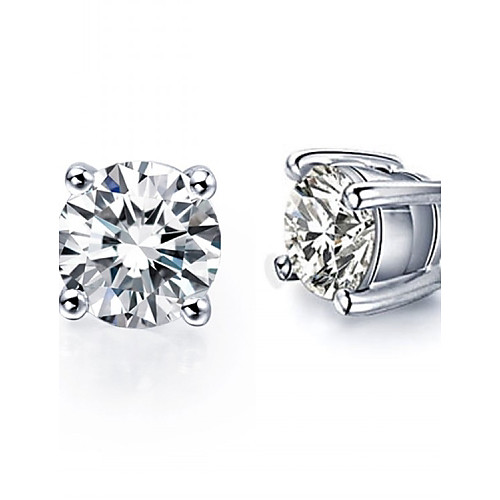 

Women's Crystal Stud Earrings Solitaire Round Cut Simple Style Bridal Sterling Silver Crystal Silver Earrings Jewelry Red / Green / Blue For Wedding Party Daily Casual