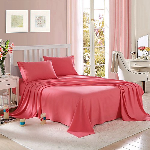 

Solid 4 Piece Polyester Piece Dyed Polyester 2pcs Shams 1pc Flat Sheet 1pc Fitted Sheet (If Twin size, only 1 Sham or Pillowcase)