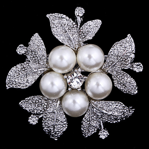 

Women's Brooches Flower Ladies Party Work Casual Fashion Cubic Zirconia Brooch Jewelry Silver For Wedding Party Special Occasion Anniversary Birthday Gift