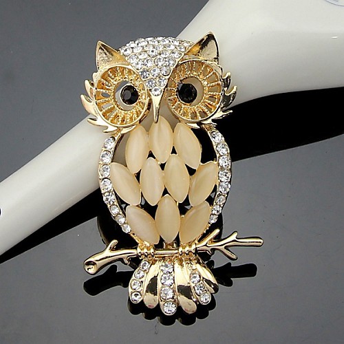 

Women's Brooches Owl Ladies Work Fashion Cute Crystal Cubic Zirconia Brooch Jewelry Gold For Wedding Party Special Occasion Anniversary Birthday Gift