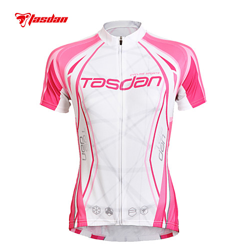 

TASDAN Women's Short Sleeve Cycling Jersey Pink Blue Bike Jersey Top Mountain Bike MTB Road Bike Cycling Breathable Quick Dry Ultraviolet Resistant Sports Clothing Apparel / Stretchy / Sweat-wicking