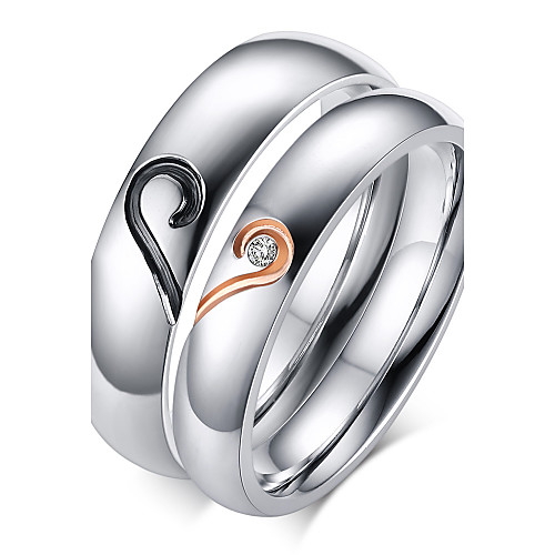 

Women's Couple Rings Band Ring Cubic Zirconia Silver Zircon Titanium Steel Gold Plated Ladies Birthstones everyday Wedding Party Jewelry Heart Love Friendship