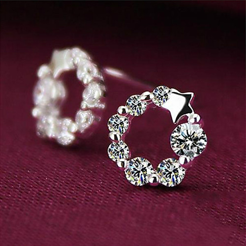 

Women's Crystal Stud Earrings Cross Star Ladies Sterling Silver Rhinestone Silver Earrings Jewelry Silver For Wedding Party Daily Masquerade Engagement Party Prom