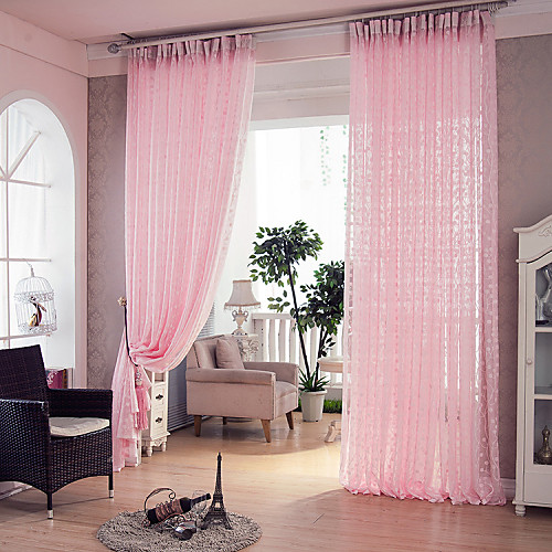 

Two Panels Country Pink Living Room Polyester Sheer Curtains Shades