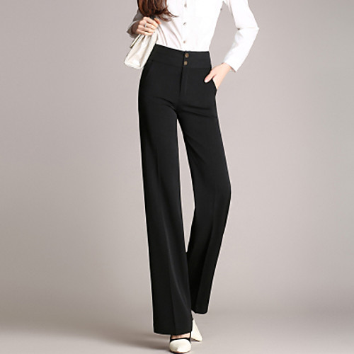 

Women's Work Straight Business Pants Solid Colored Black Wine Navy Blue