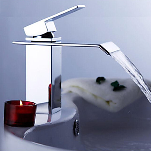 

Bathroom Sink Faucet - Waterfall Chrome Centerset Single Handle One HoleBath Taps