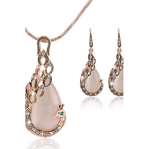 

Women's Cubic Zirconia Jewelry Set Stud Earrings Pendant Necklace Pear Cut Peacock Ladies Asian Party Work Fashion Elegant Rose Gold Cubic Zirconia Earrings Jewelry Rose Gold For Wedding Party