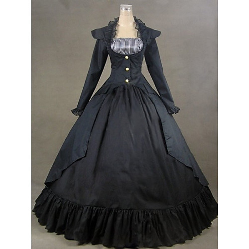 

Victorian Medieval Costume Women's Dress Party Costume Masquerade Vintage Cosplay Satin Cotton Long Sleeve Long Length