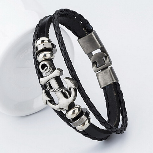 

Men's Leather Bracelet Anchor Ladies Classic Leather Bracelet Jewelry Black / Brown For Christmas Gifts Daily Casual Sports