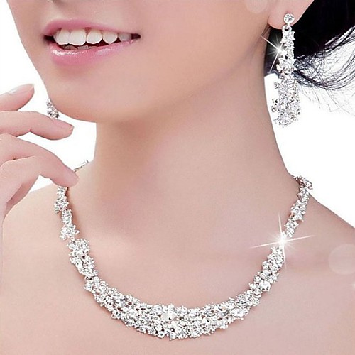 

Women's Crystal Jewelry Set Silver Earrings Jewelry Silver For Wedding Party Anniversary Engagement / Necklace
