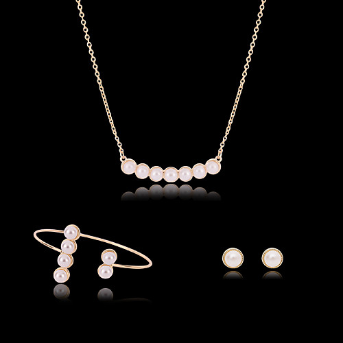 

Pearl Jewelry Set Stud Earrings Pendant Necklace Dainty Ladies Fashion Delicate Party Rose Gold Pearl Imitation Diamond Earrings Jewelry White For Party Special Occasion Anniversary Birthday Gift 1