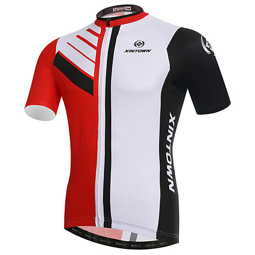 

XINTOWN Men's Short Sleeve Elastane Lycra Red / White Bike Jersey Breathable Quick Dry Ultraviolet Resistant Sports Clothing Apparel / High Elasticity