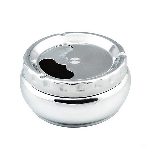 

Stainless Steel Detachable Rotating Lid Cigarette Ashtray Silver Tone Home Decoration