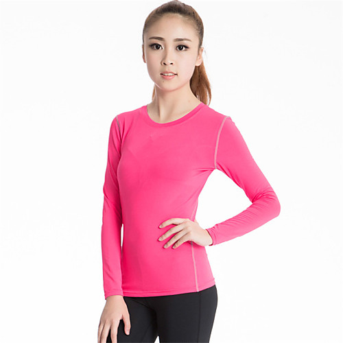 

Women's Long Sleeve Running Shirt Base Layer Top Top Athleisure Winter Elastane Breathable Quick Dry Compression Yoga Fitness Gym Workout Workout Exercise Sportswear Solid Colored White Black Peach