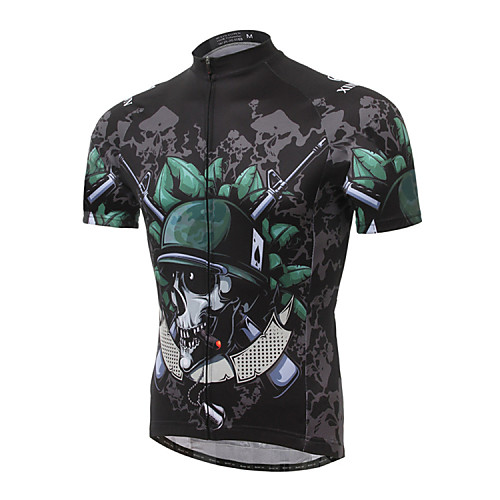 

XINTOWN Men's Short Sleeve Cycling Jersey Green and Black Bike Jersey Breathable Quick Dry Ultraviolet Resistant Limits Bacteria Sports Elastane Fashion Clothing Apparel / Stretchy