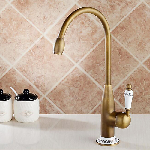 

Kitchen faucet-single handle single hole antique brass high / high arc antique kitchen faucet