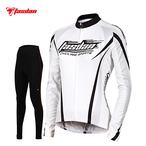 

TASDAN Women's Long Sleeve Cycling Jersey with Tights Winter Nylon Polyester White Bike Pants / Trousers Jersey Tights Breathable 3D Pad Quick Dry Reflective Strips Back Pocket Sports Solid Color