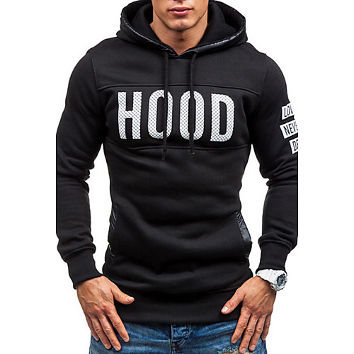 

Men's Hoodie Graphic Text Letter Daily Sports Weekend Active Hoodies Sweatshirts Long Sleeve Slim Black Dark Gray Light gray / Fall / Winter