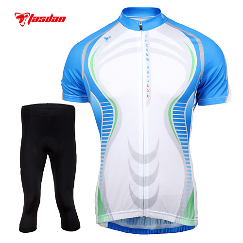 

TASDAN Men's Short Sleeve Cycling Jersey with Tights Black Bike Shorts Jersey Tights Breathable 3D Pad Quick Dry Reflective Strips Back Pocket Sports Mountain Bike MTB Road Bike Cycling Clothing