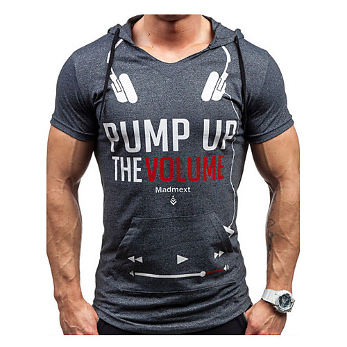 

Men's T shirt Graphic Letter Print Short Sleeve Daily Tops Active Dark Gray Light gray