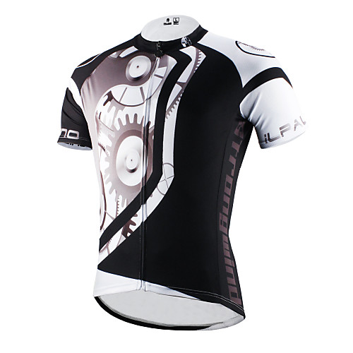 

ILPALADINO Men's Short Sleeve Cycling Jersey Polyester Black Bike Jersey Top Mountain Bike MTB Road Bike Cycling Breathable Quick Dry Ultraviolet Resistant Sports Clothing Apparel / Stretchy