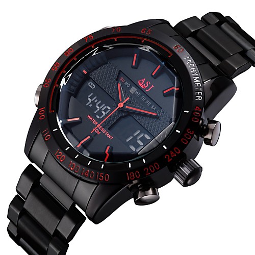 

ASJ Men's Wrist Watch Analog - Digital Quartz Luxury Water Resistant / Waterproof Alarm Calendar / date / day / Two Years / Stainless Steel / Stainless Steel / Japanese