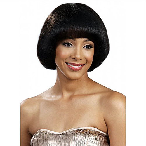 

Synthetic Wig Straight Straight Bob With Bangs Wig Short Black Synthetic Hair Women's Black