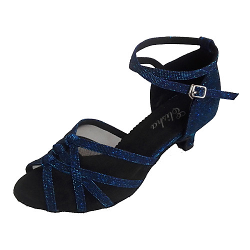 

Women's Latin Shoes Salsa Shoes Sandal Customized Heel Green Royal Blue Buckle