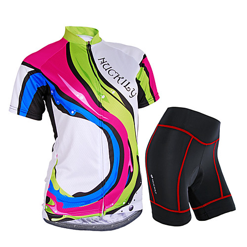

Nuckily Women's Short Sleeve Cycling Jersey with Shorts Camouflage Rainbow Bike Shorts Jersey Clothing Suit Waterproof Breathable 3D Pad Reflective Strips Sweat-wicking Sports Polyester Spandex