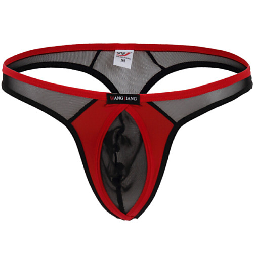 

Men's Vintage Style Mesh / Ice Silk G-string Underwear Solid Colored Natural Black Red Blue S M L