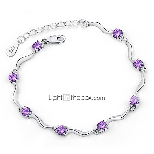 

Women's Chain Bracelet Ladies Sterling Silver Bracelet Jewelry White / Purple For Christmas Gifts Wedding / Silver Plated