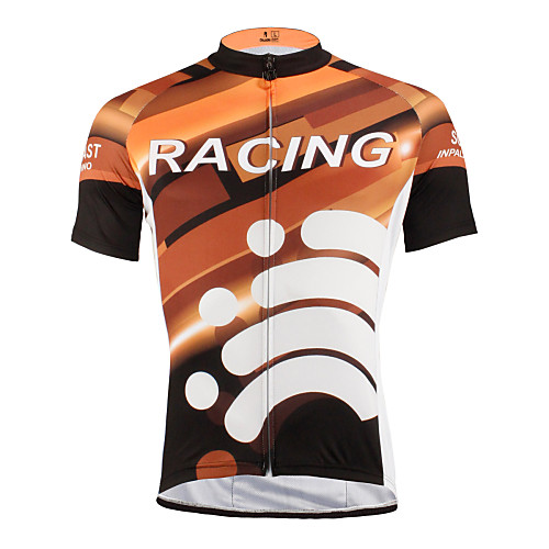 

Men's Short Sleeve Cycling Jersey Polyester Coffee Bike Jersey Top Breathable Quick Dry Ultraviolet Resistant Sports Clothing Apparel / Stretchy / Back Pocket