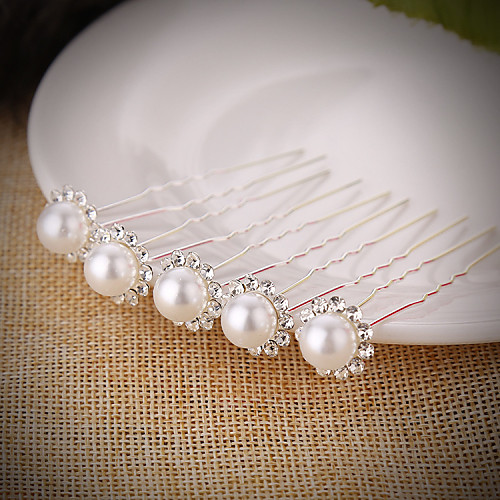 

Pearl / Crystal Headwear / Hair Tool / Hair Stick with Floral 1pc Wedding / Special Occasion Headpiece / Hair Pin