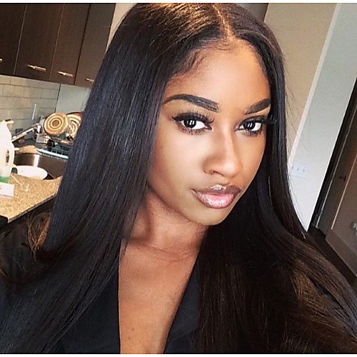 

Lace Front Wig Full lace Wigs Natural Yaki Brazilian Vrgin Remy Human Hair Wigs with Baby Hair 180% Density Natural Hairline / African American Wig
