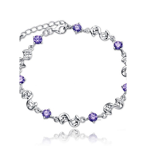 

Women's Chain Bracelet Ladies Silver Plated Bracelet Jewelry Purple / White For Wedding Masquerade Engagement Party Prom Promise