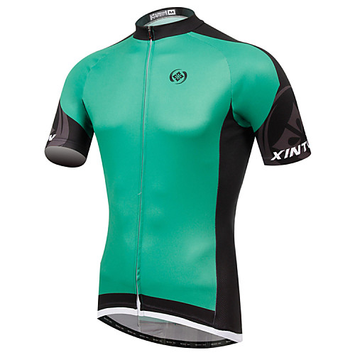 

XINTOWN Men's Short Sleeve Elastane Lycra Green White Bike Jersey Breathable Quick Dry Ultraviolet Resistant Sports Clothing Apparel / High Elasticity