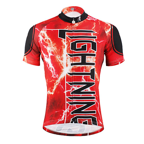 

ILPALADINO Men's Short Sleeve Cycling Jersey Polyester Black / Red Bike Jersey Top Mountain Bike MTB Road Bike Cycling Breathable Quick Dry Ultraviolet Resistant Sports Clothing Apparel / Stretchy