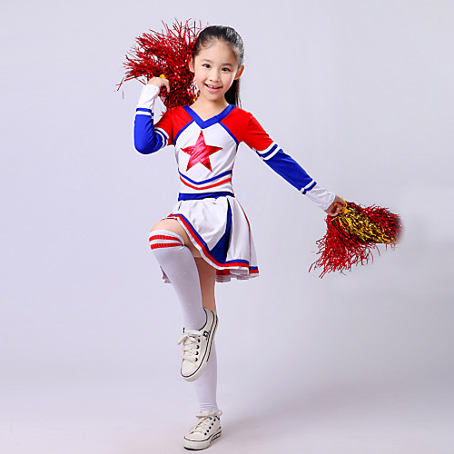 

Cheerleader Costumes Top Ruffles Performance Long Sleeve High Polyester