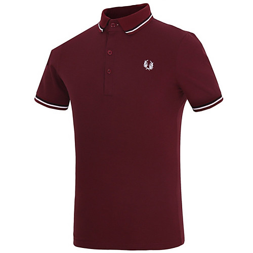 

Men's Polo Print Short Sleeve Daily Tops Cotton Wine Purple