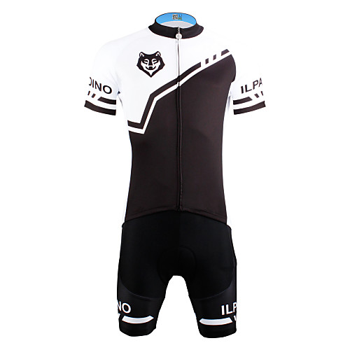 

Men's Short Sleeve Cycling Jersey with Shorts Black with White Bike Jersey Clothing Suit Breathable 3D Pad Quick Dry Ultraviolet Resistant Back Pocket Sports Holiday Clothing Apparel / Stretchy