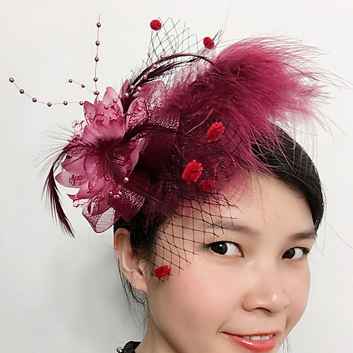 

Feather / Net Fascinators / Headwear with Floral 1pc Wedding / Special Occasion Headpiece
