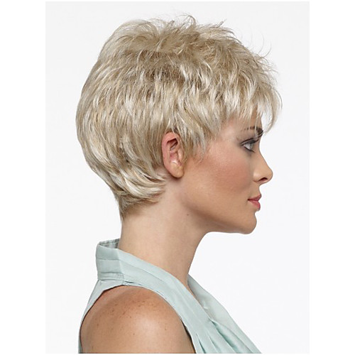 pixie cut hairstyle synthetic wigs short hair straight blonde wigs with