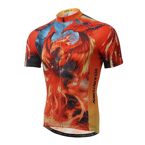 

XINTOWN Men's Short Sleeve Elastane Lycra Orange Bike Jersey Breathable Quick Dry Ultraviolet Resistant Sports Clothing Apparel / High Elasticity