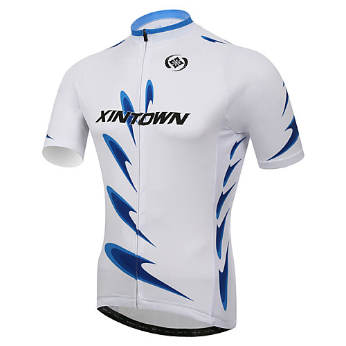 

XINTOWN Men's Short Sleeve Cycling Jersey Elastane Lycra WhiteBlue Bike Jersey Top Breathable Quick Dry Ultraviolet Resistant Sports Clothing Apparel / High Elasticity