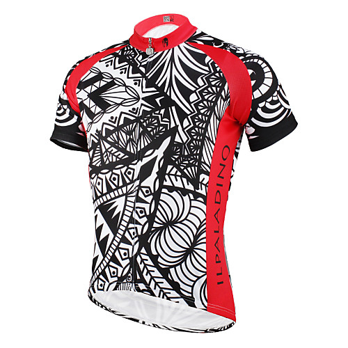

ILPALADINO Men's Short Sleeve Cycling Jersey Polyester Black / Red Bike Jersey Top Mountain Bike MTB Road Bike Cycling Breathable Quick Dry Ultraviolet Resistant Sports Clothing Apparel / Stretchy